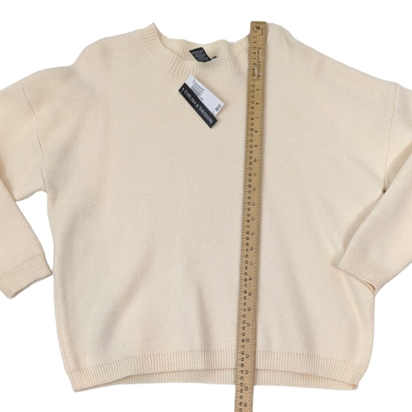 Chelsea and Theodore Crew Neck Sweater Pullover Ivory Off White Womens XL - Picture 9 of 9